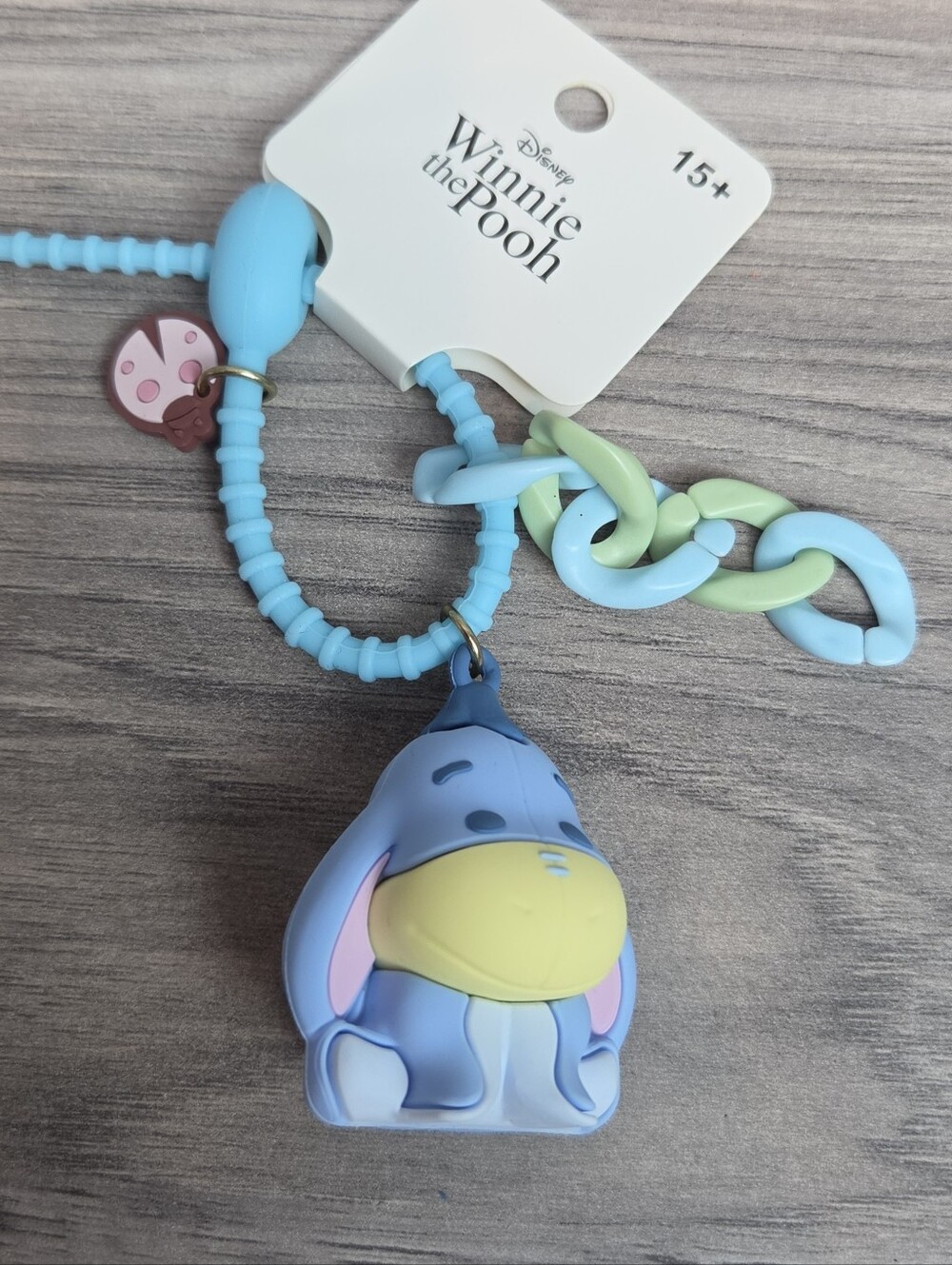 Disney Winnie the Pooh Eeyore Blue Silicone Bag Charm Keychain New With Tags